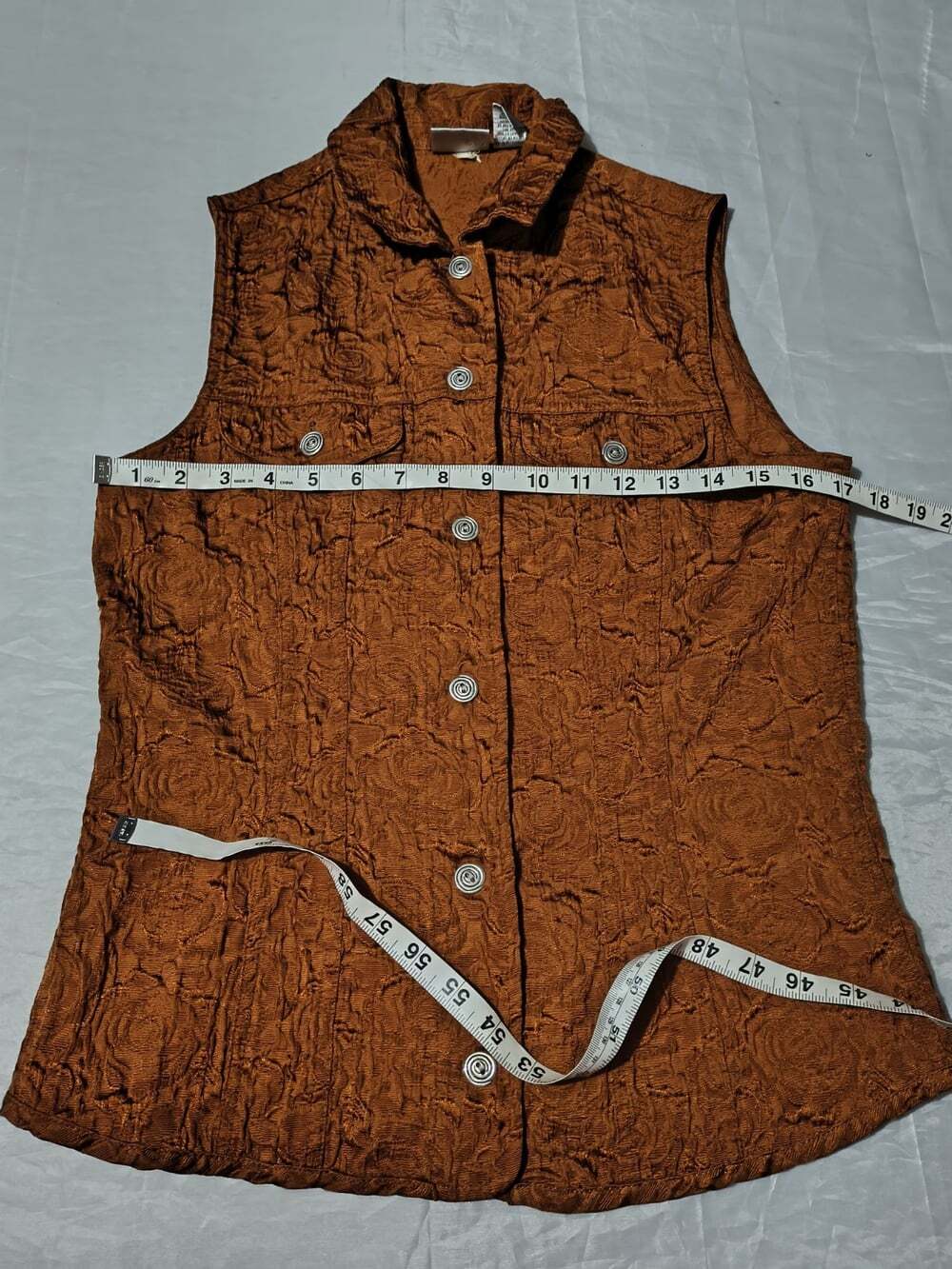Chico's Size Zero Sienna Blossom Alicia Vest Sleeveless Bronze Color Button Down - Picture 9 of 11